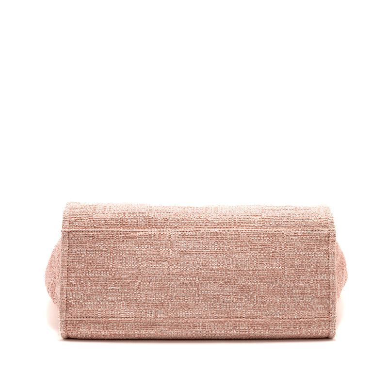Chanel Large Deauville Tote Shopping Bag Canvas/ Calfskin Pink SHW