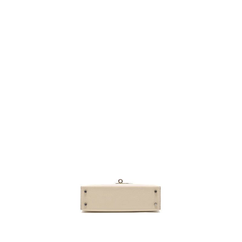 Hermes mini kelly II epsom Craie / Black SHW stamp W