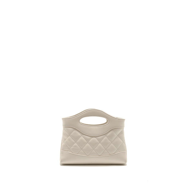 Chanel Mini 31 Clutch With Chain Shiny Lambskin White LGHW (microchip)