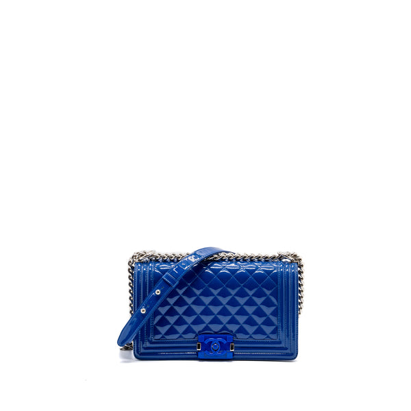 Chanel Medium Boy Bag Patent Dark Blue SHW