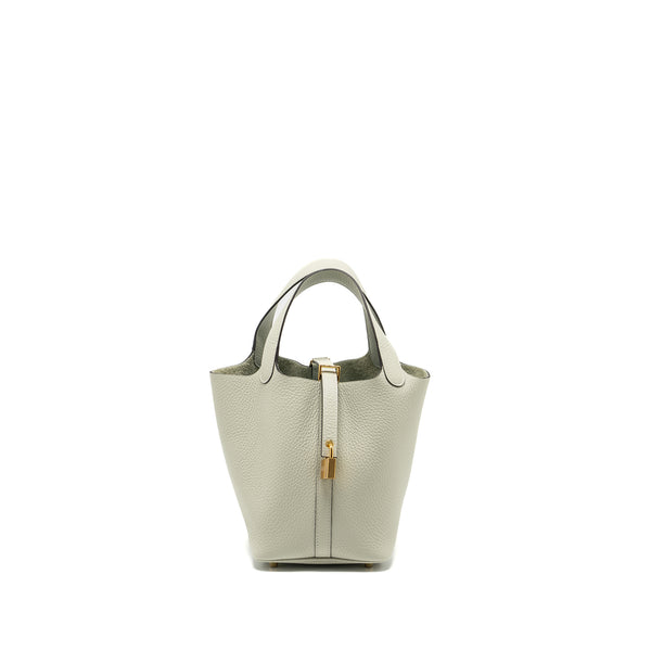 Hermes Picotin 18 Lock Bag Clemence Gris Neve GHW Stamp B