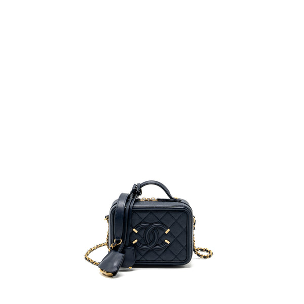 Chanel mini filigree camera bag caviar dark blue GHW