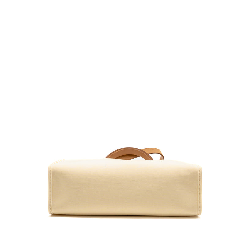 Hermes Herbag 31 Zip Bag Canvas/Hunter Leather Vanille/Naturel-Sable SHW Stamp D