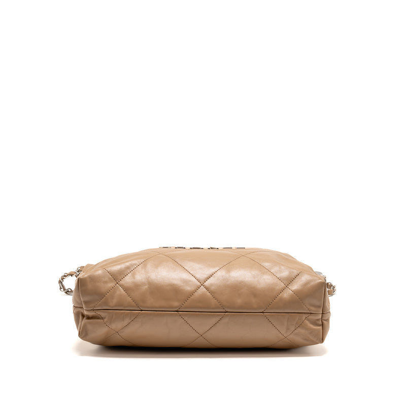Chanel Small 22 bag calfskin dark beige SHW (microchip)