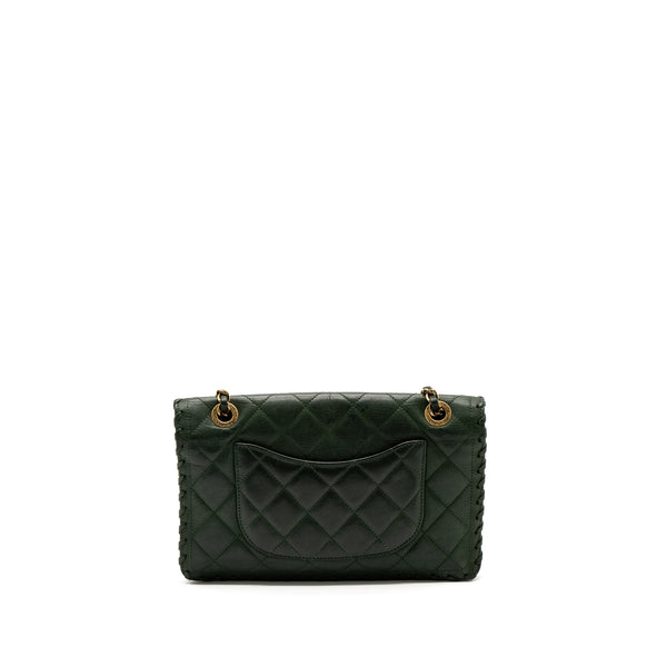Chanel quilted flap bag calfskin green ruthenium GHW