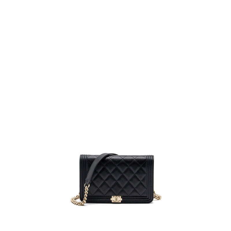 Chanel Boy Wallet On Chain Caviar Black LGHW (microchip)