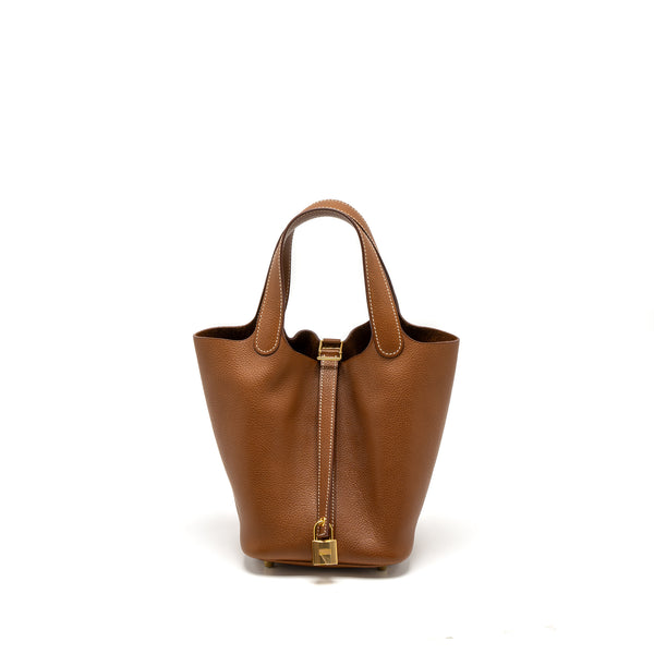 Hermes Picotin 18 Lock Bag Barenia Faubourg Gold GHW Stamp Y
