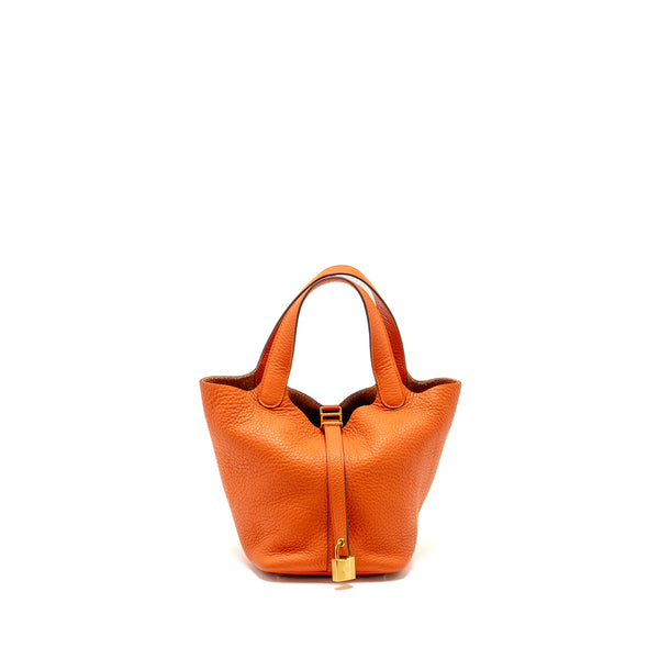 Hermes Picotin 18 Lock Bag Clemence Orange GHW Stamp Z