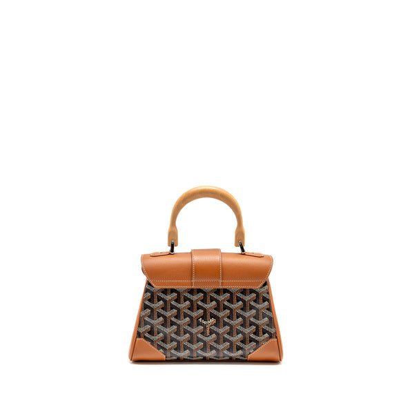 GOYARD MINI SAIGON GOYARDINE CANVAS/CALFSKIN BLACK/TAN SHW