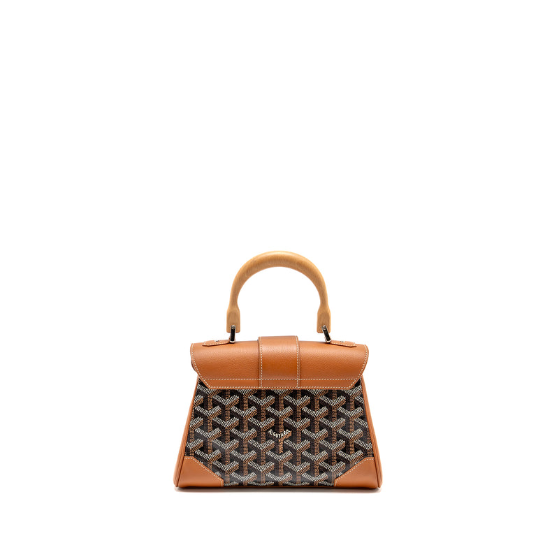GOYARD MINI SAIGON GOYARDINE CANVAS/CALFSKIN BLACK/TAN SHW