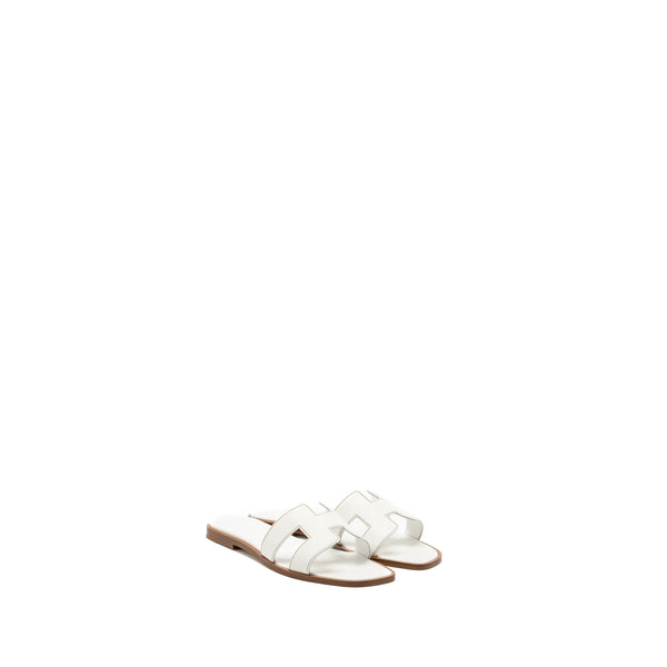 Hermes size 37.5 Oran sandal calfskin Blanc