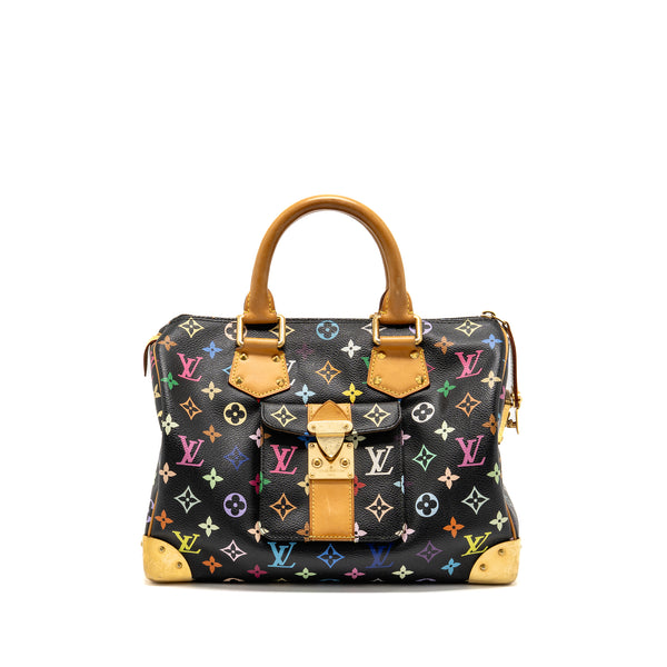 Louis Vuitton x Takashi Murakami  Speedy 30 Limited Edition Multicoloured Monogram Canvas Black GHW