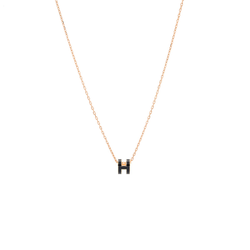 Hermes Mini pop H pendant black RGHW