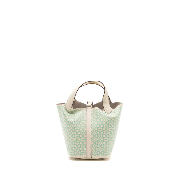 Hermes Picotin 18 Lucky Daisy Lock Bag Swift Nata/Vert/Blanc SHW Stamp U