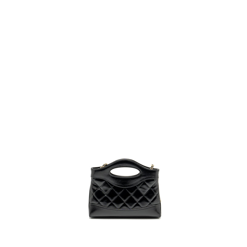 Chanel mini 31 Clutch with Chain Shiny Calfskin Black LGHW (Microchip)