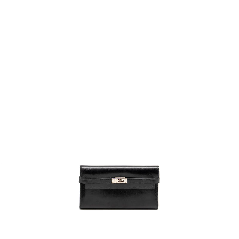 Hermes Kelly Long Wallet Box Black SHW Stamp Square L