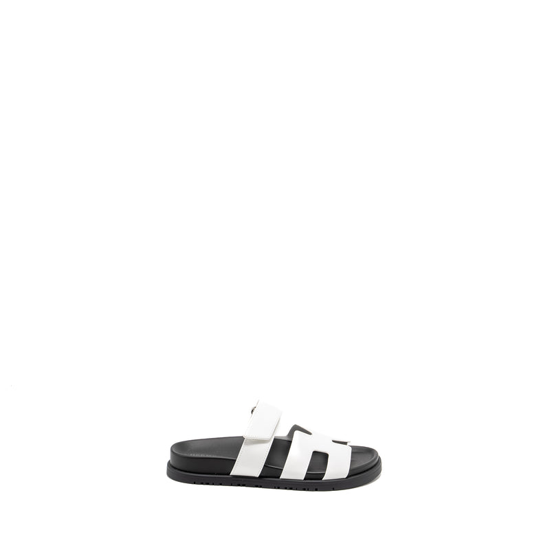 Hermes Size 36.5 Chypre Sandals Calfskin White / Black