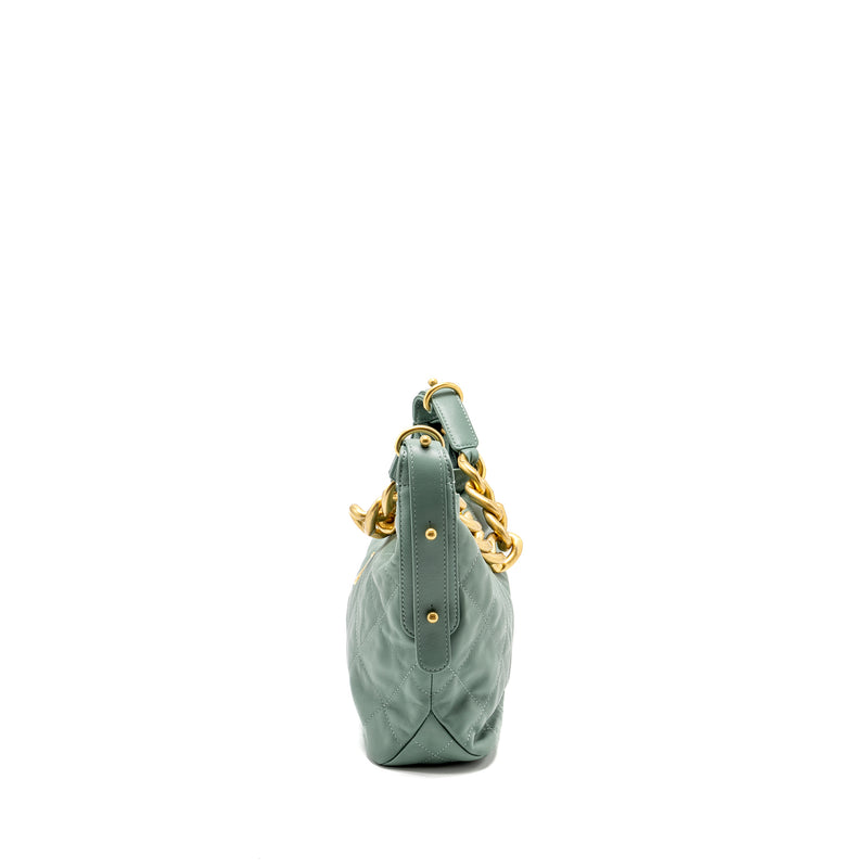 Chanel 22C Hobo bag with Giant Chain calfskin Green GHW (microchip)