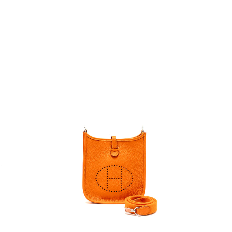 Hermes Mini Evelyne Clemence Orange SHW Stamp W