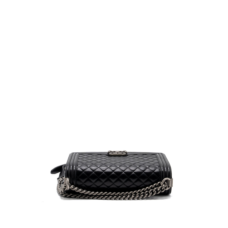 Chanel New Medium Boy Bag Lambskin Black Ruthenium Hardware