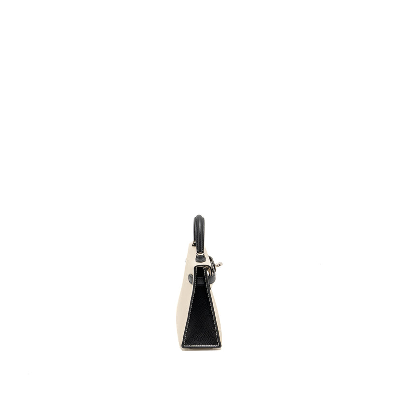 Hermes mini kelly II epsom Craie / Black SHW stamp W