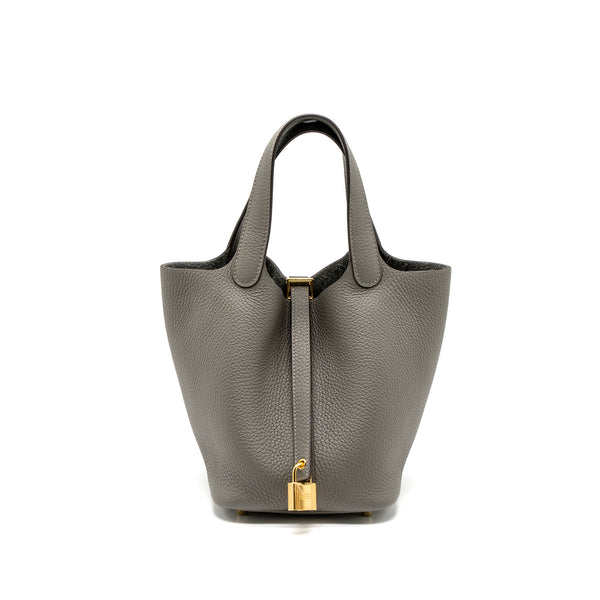 Hermes Picotin 18 Clemence Gris Meyer GHW Stamp U