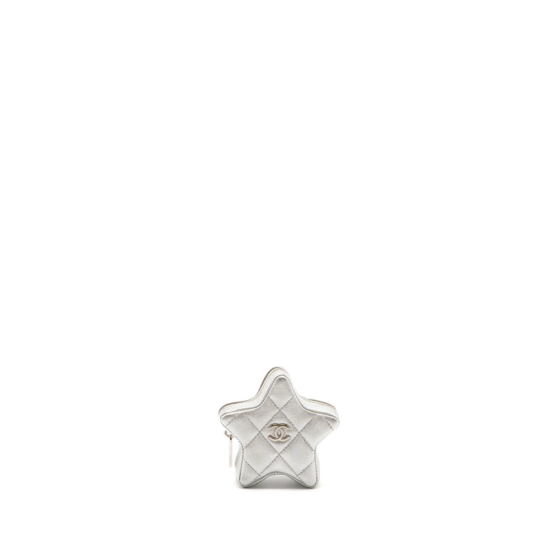 Chanel Star Coin Purse/Bag Charm Lambskin Silver SHW(microchip)
