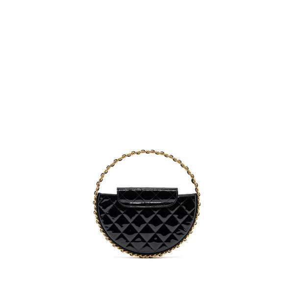 Chanel 23K hoop bag patent black GHW (microchip)