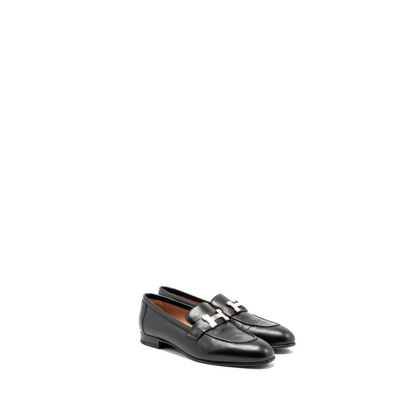 HERMES Size 36 Paris Loafer Goatskin Black SHW