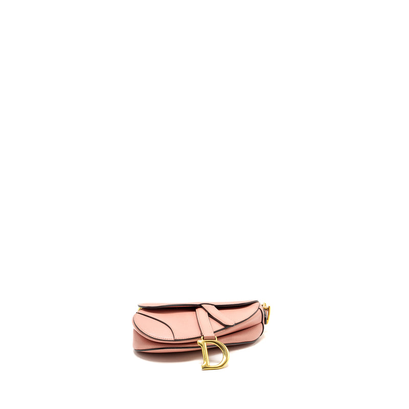 Dior Mini Saddle Bag Grained Calfskin Pink GHW