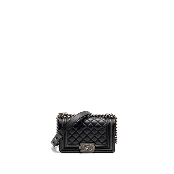 Chanel Small Boy Bag Calfskin Black Ruthenium Hardware