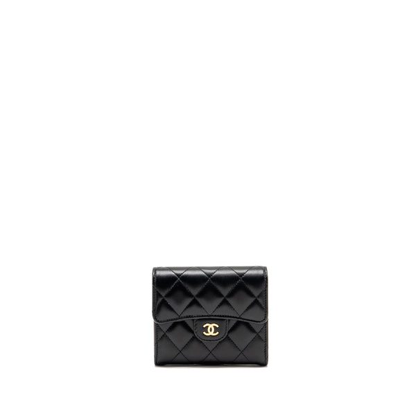 Chanel Small Classic Compact Wallet Lambskin Black LGHW (Microchip)