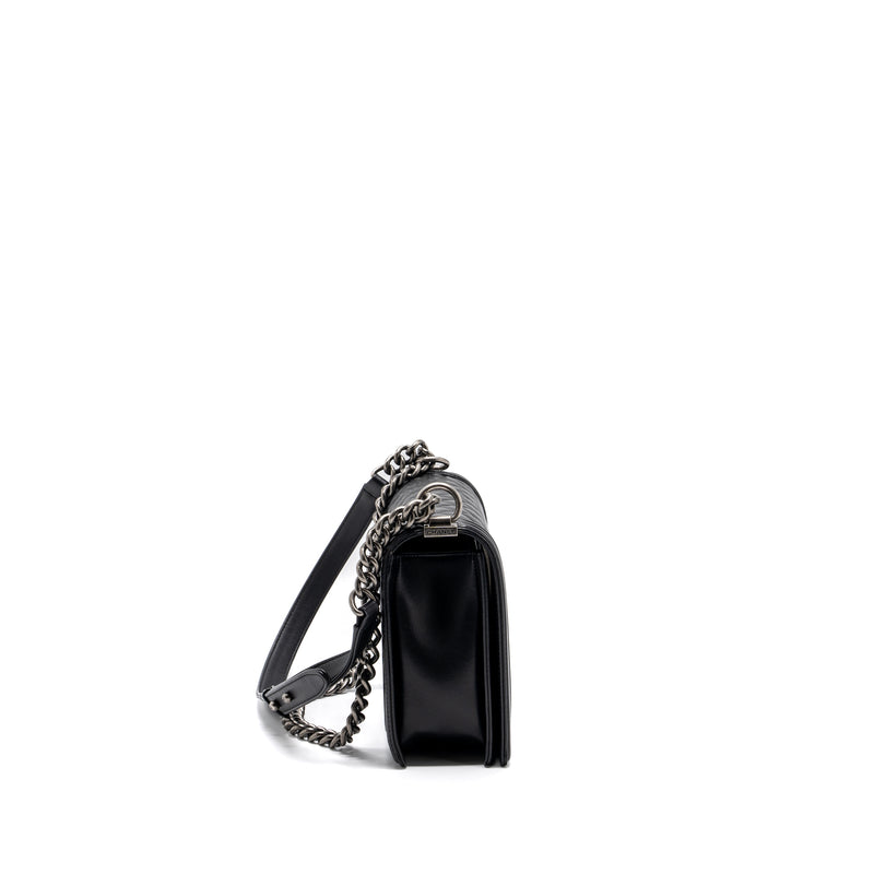 Chanel New Medium Boy Bag Lambskin Black Ruthenium Hardware
