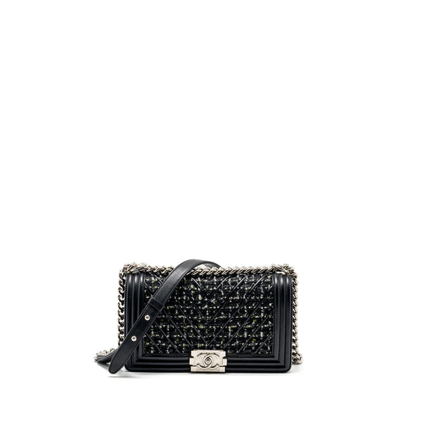 Chanel Medium Boy Bag Tweed/Calfskin black/Multicolour SHW
