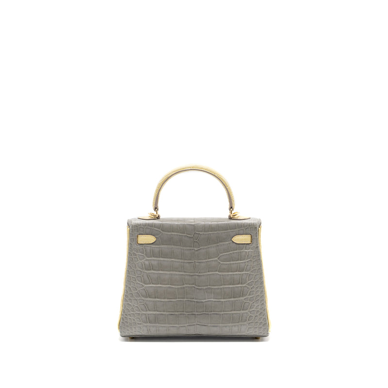 Hermes kelly 25 Alligator Mississippiensis Matt Gris perle / Vanielle LGHW stamp U