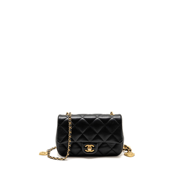 Chanel 22b Heart Chain Flap Bag Lambskin Black GHW(microchip)