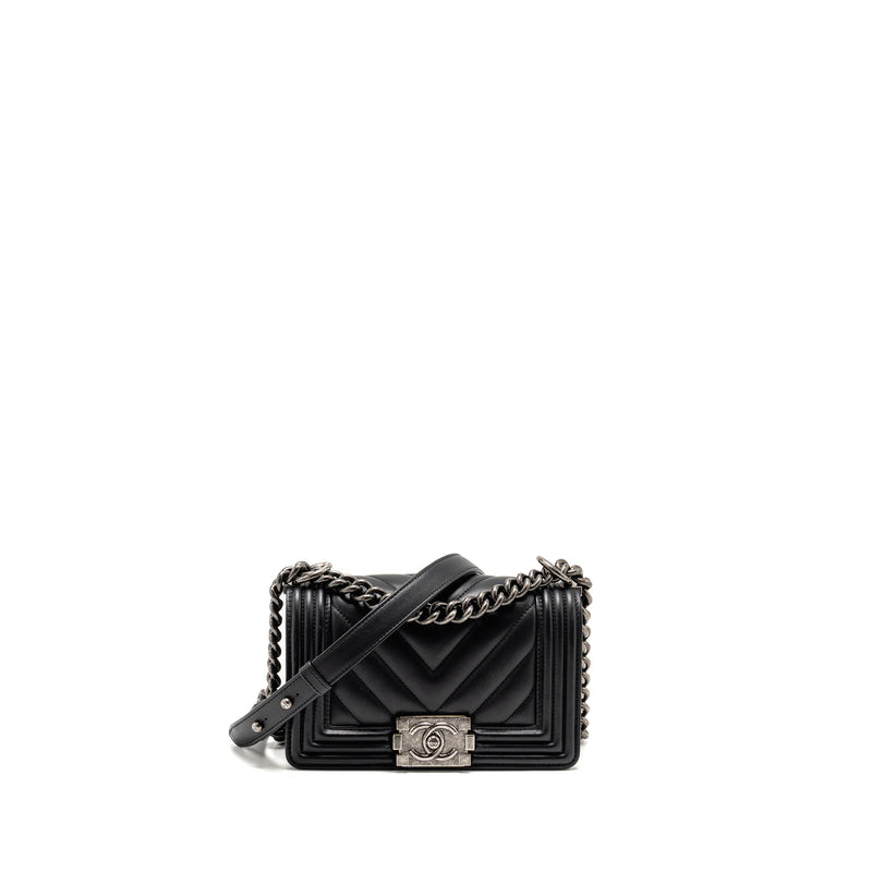 Chanel Small Boy Bag Lambskin Black Ruthenium SHW