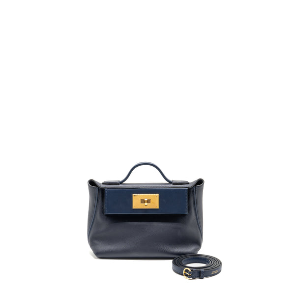 Hermes Mini 2424 24/24-21 bag evercolor blue nuit GHW stamp Z