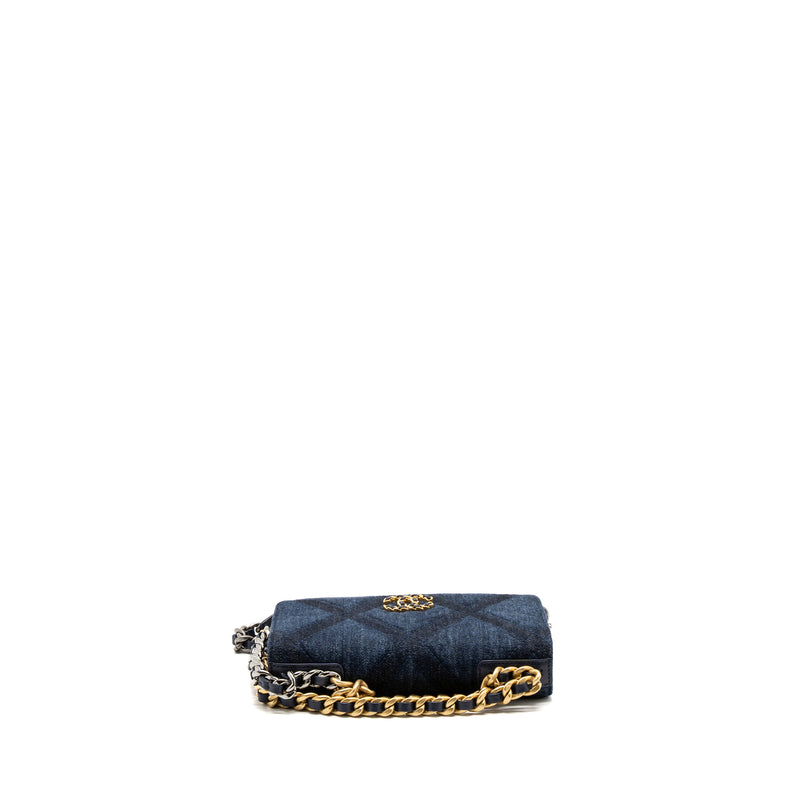 Chanel 19 wallet on chain limited denim dark blue multicolour hardware (microchip)