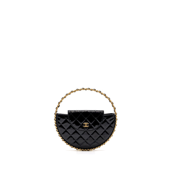 Chanel 23K hoop bag patent black GHW (microchip)
