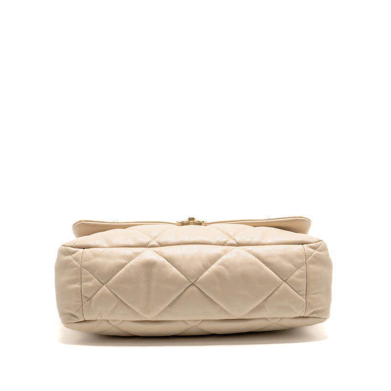 Chanel Maxi 19 Bag goatskin beige multicolor hardware