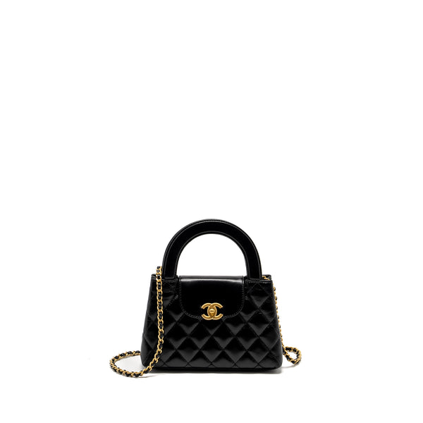 Chanel mini kelly shopping tote bag calfskin black GHW (microchip)