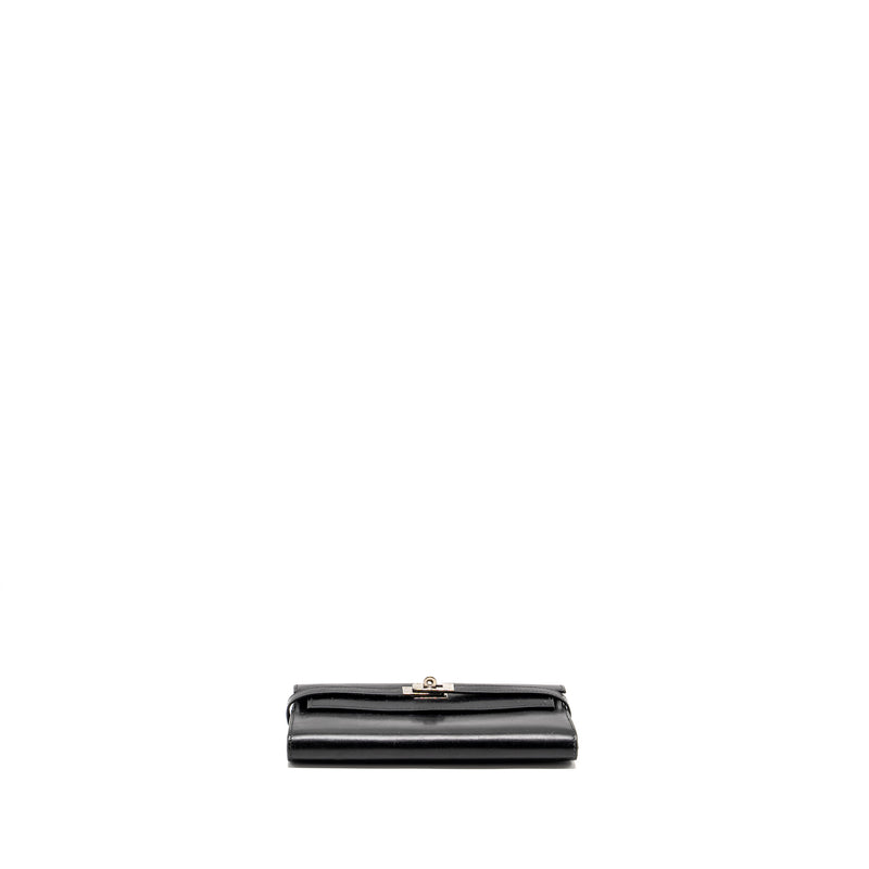 Hermes Kelly Long Wallet Box Black SHW Stamp Square L