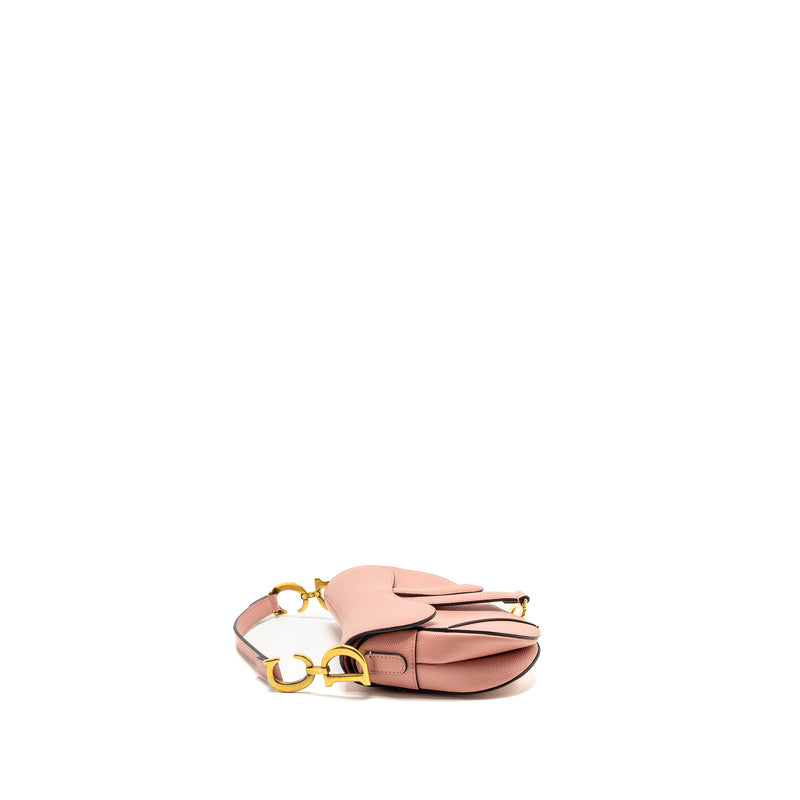 Dior Mini Saddle Bag Grained Calfskin Pink GHW