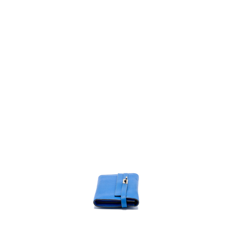 Hermes Kelly Long Wallet Chèvre Mysore Blue Hydra SHW Stamp X