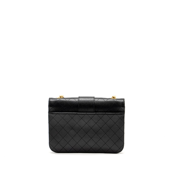 Chanel Graphic Chic Front Chain Quilted Flap Bag Sheepskin Black GHW