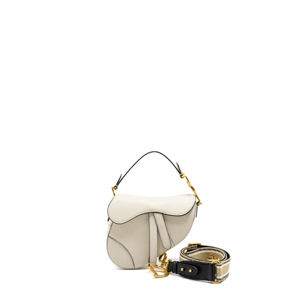 Dior Mini Saddle Bag Calfskin White GHW