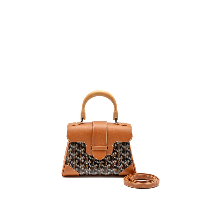 GOYARD MINI SAIGON GOYARDINE CANVAS/CALFSKIN BLACK/TAN SHW