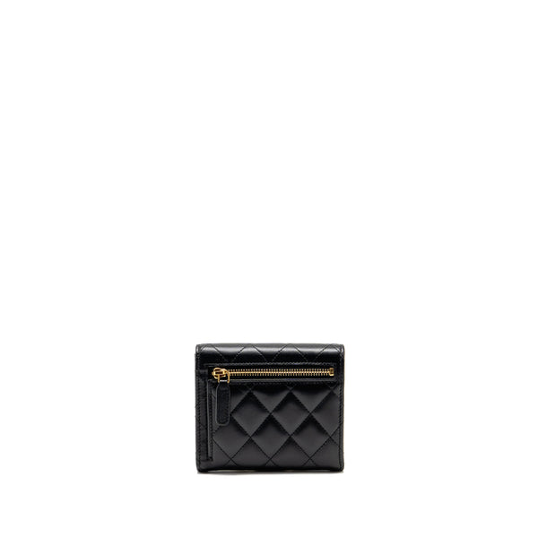 Chanel Small Classic Compact Wallet Lambskin Black LGHW (Microchip)