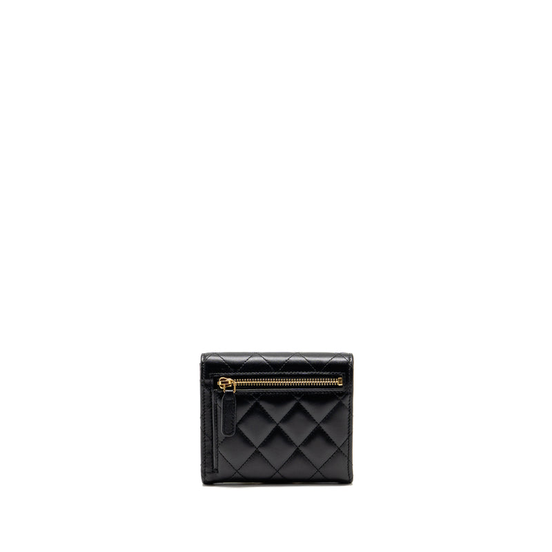 Chanel Small Classic Compact Wallet Lambskin Black LGHW (Microchip)